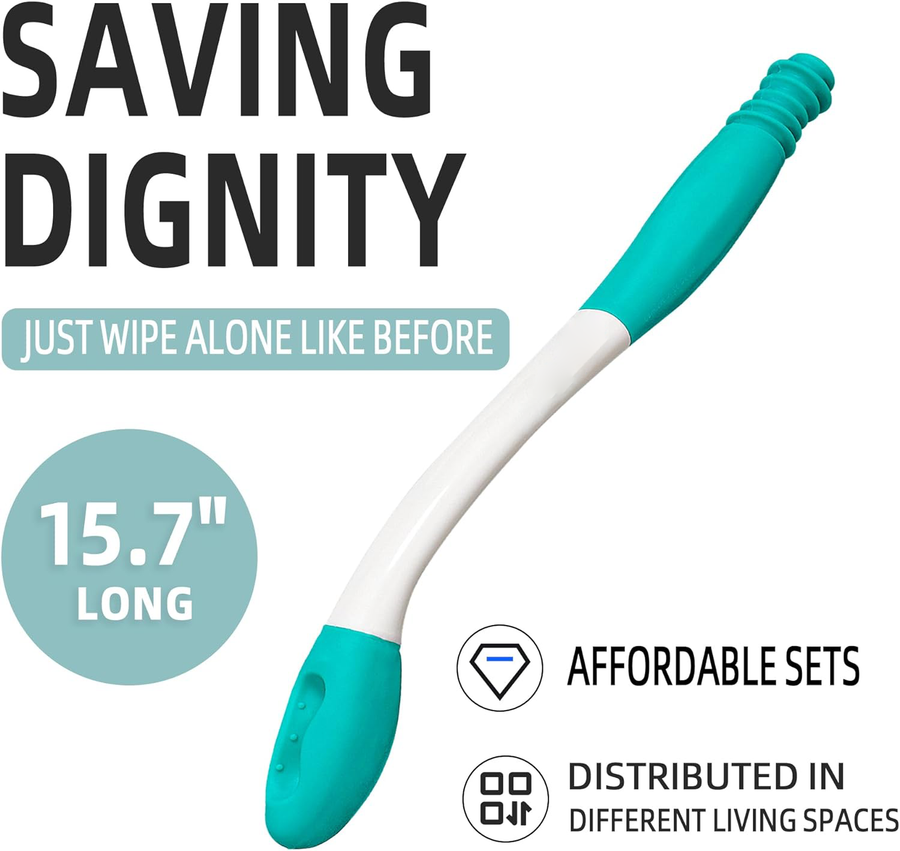 Long Reach Toilet Aid with Push Button Release and Flexible Rubber Tip, 15 Inch Handle All Vera Mart
