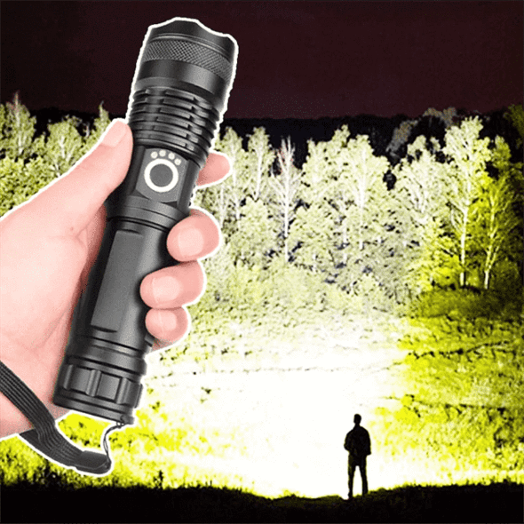 Rechargeable Flashlight with Adjustable Zoom Lens and Three Brightness Modes, IPX6 Rated All Vera Mart