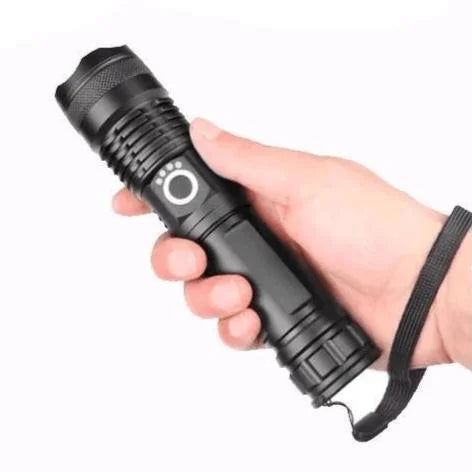 Rechargeable Flashlight with Adjustable Zoom Lens and Three Brightness Modes, IPX6 Rated All Vera Mart