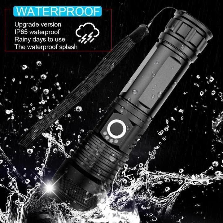 Rechargeable Flashlight with Adjustable Zoom Lens and Three Brightness Modes, IPX6 Rated All Vera Mart