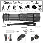 Rechargeable Flashlight with Adjustable Zoom Lens and Three Brightness Modes, IPX6 Rated All Vera Mart