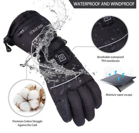 Electric Heated Gloves with Three Heat Levels and Rechargeable Power for Skiing, Fishing and Outdoor Work