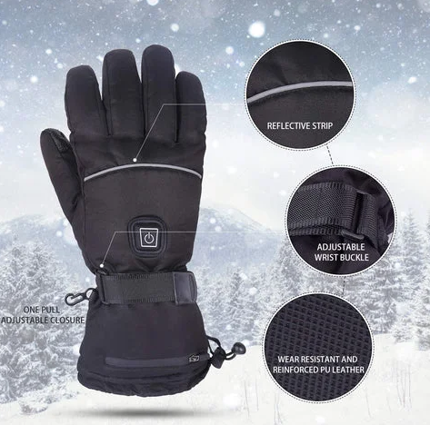Electric Heated Gloves with Three Heat Levels and Rechargeable Power for Skiing, Fishing and Outdoor Work