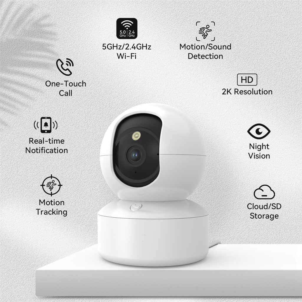 Smart 2K Security Camera with Pan Tilt Rotation and Night Vision All Vera Mart