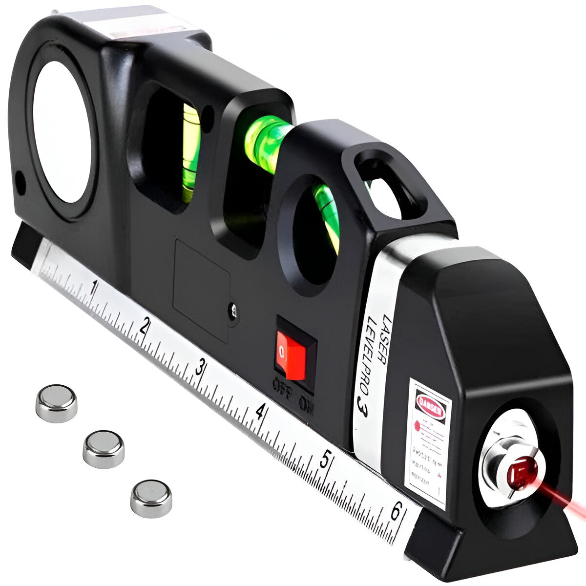 Laser Level and Tape Measure with Three Projection Modes, Bubble Vials All Vera Mart