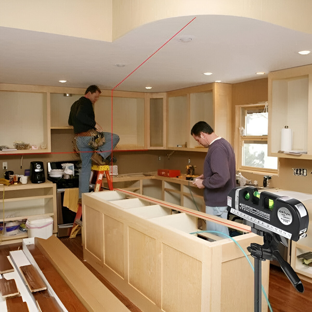 Laser Level and Tape Measure with Three Projection Modes, Bubble Vials All Vera Mart