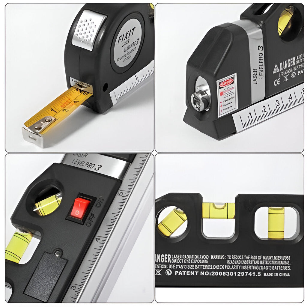 Laser Level and Tape Measure with Three Projection Modes, Bubble Vials All Vera Mart
