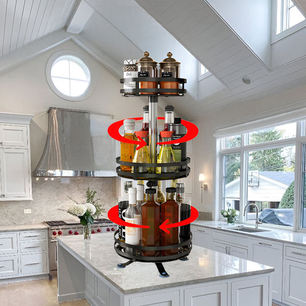 Rotating Metal Organizer with Three Open Tiers and Full Circle Base All Vera Mart