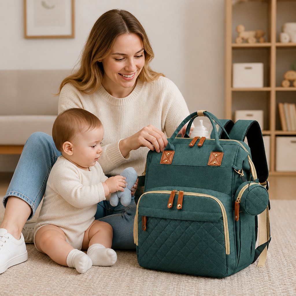 Diaper Backpack with Foldable Baby Bed and Built-In Changing Surface All Vera Mart