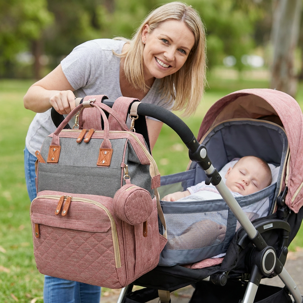 Diaper Backpack with Foldable Baby Bed and Built-In Changing Surface All Vera Mart