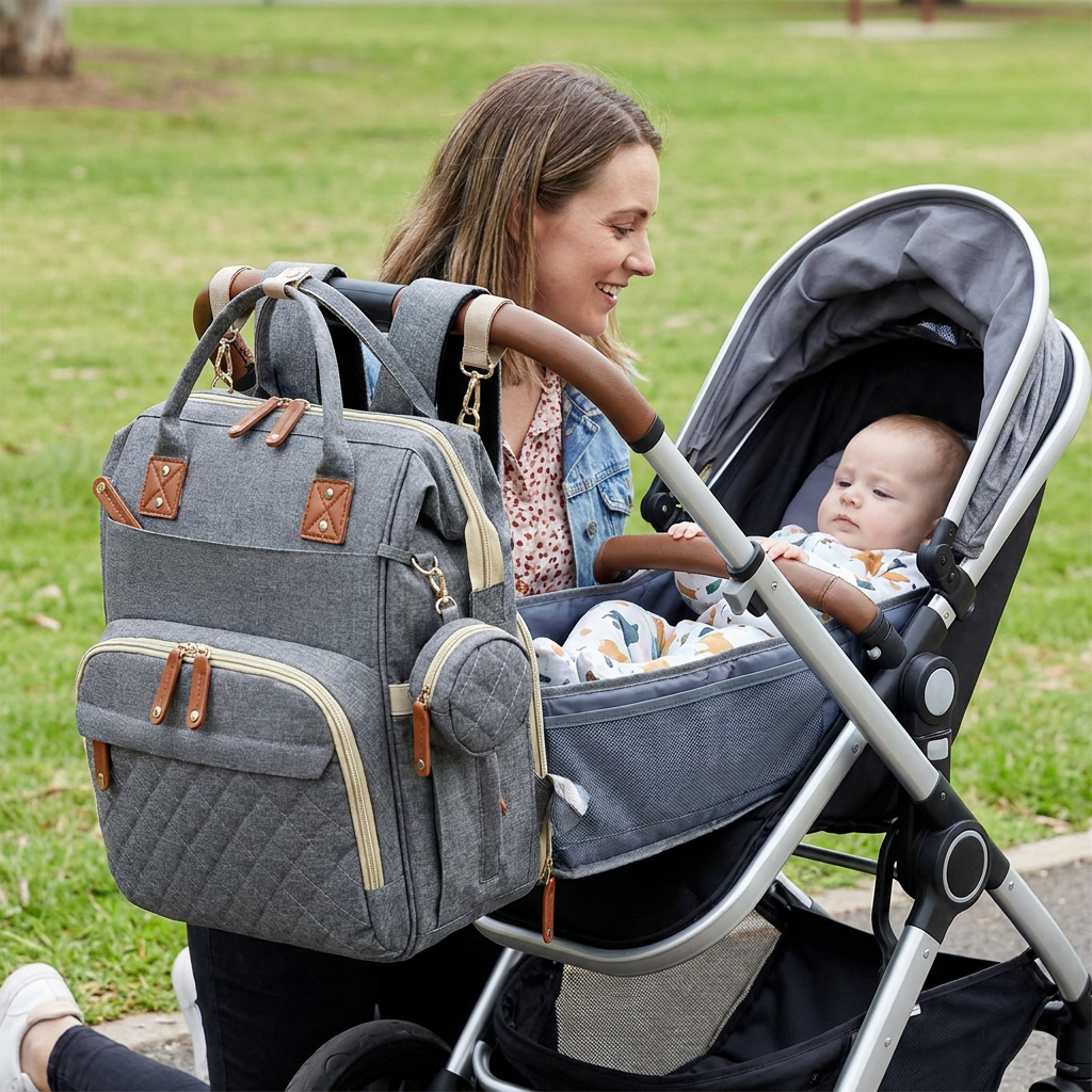 Diaper Backpack with Foldable Baby Bed and Built-In Changing Surface All Vera Mart