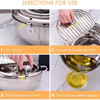 Stainless Steel Tempura Pan with Built-In Thermometer and Wide Frying Surface All Vera Mart