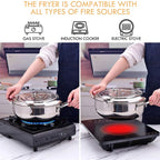 Stainless Steel Tempura Pan with Built-In Thermometer and Wide Frying Surface All Vera Mart