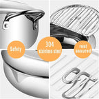Stainless Steel Tempura Pan with Built-In Thermometer and Wide Frying Surface All Vera Mart