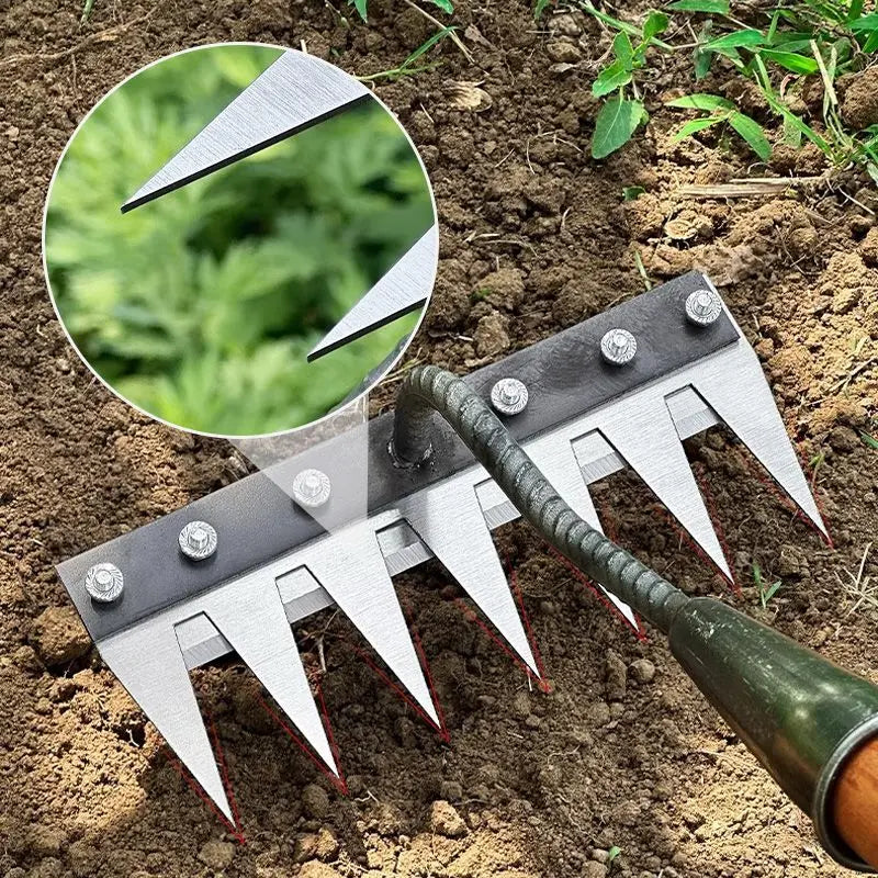 Garden Rake Head with Quick-Release Fit and Rust-Resistant Steel, 5-8 Teeth Options All Vera Mart