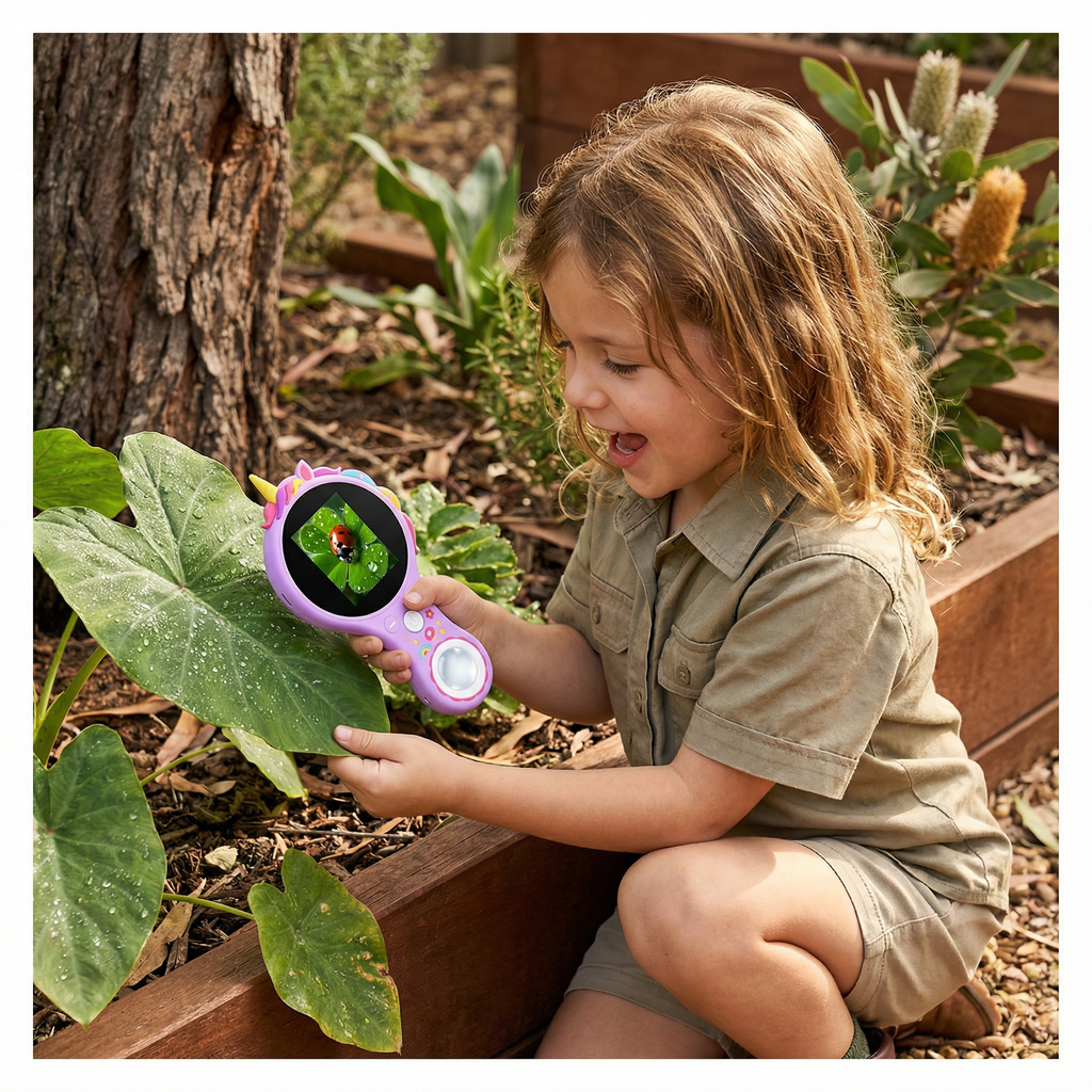 Handheld Digital Microscope 500X with Built-in IPS Screen and 8 LED Lights for Kids All Vera Mart