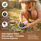 Handheld Digital Microscope 500X with Built-in IPS Screen and 8 LED Lights for Kids All Vera Mart