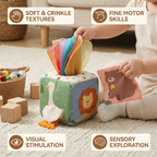 Fabric Tissue Box with Crinkle Textures and High Contrast Colors for Babies All Vera Mart