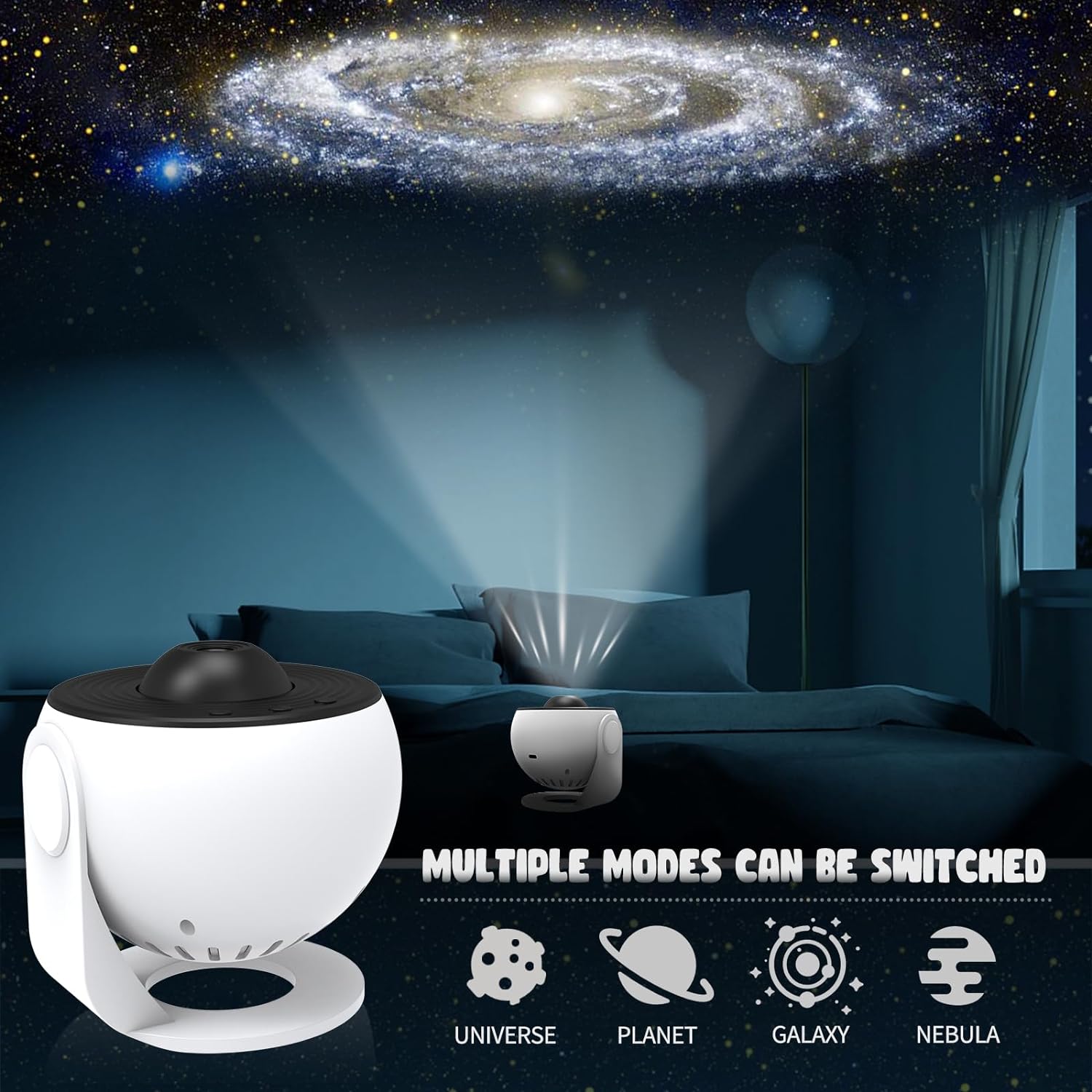 Rotating Galaxy Projector with 12 Film Discs and Adjustable Focus, 360° Coverage All Vera Mart