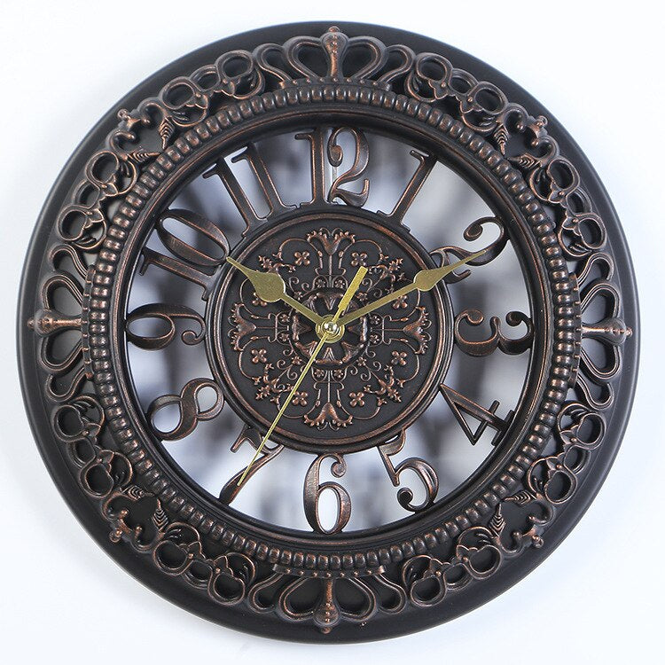 Round Antique Inspired Wall Clock with Quiet Sweep Movement and Battery Power, 30.5cm All Vera Mart