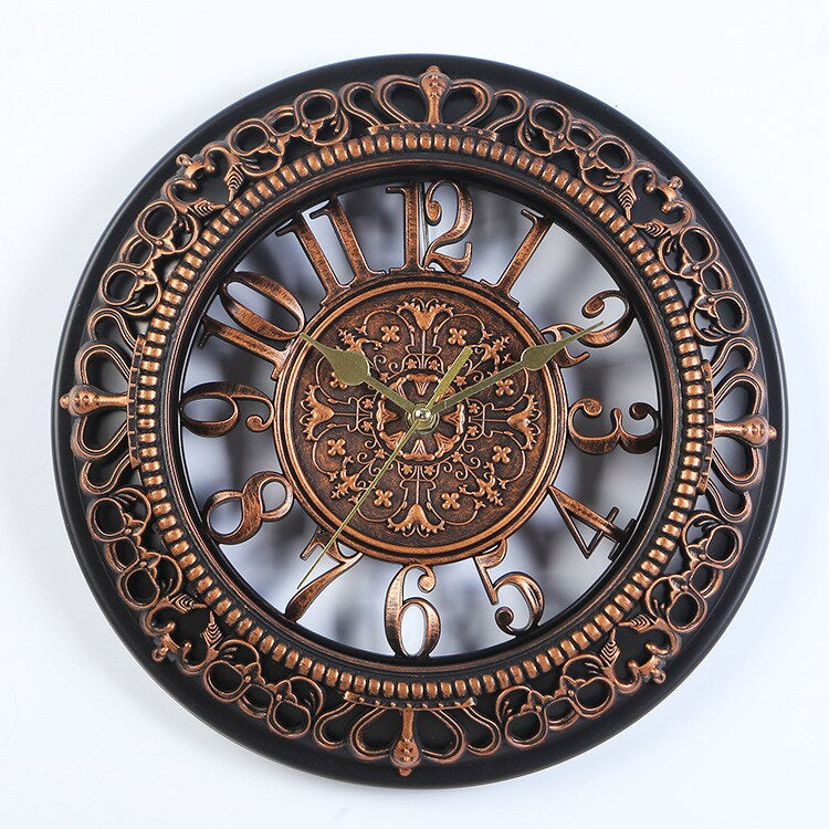 Round Antique Inspired Wall Clock with Quiet Sweep Movement and Battery Power, 30.5cm All Vera Mart