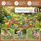 Toddler Flower Pegging Game with Multiple Peg Shapes and Integrated Storage Base All Vera Mart