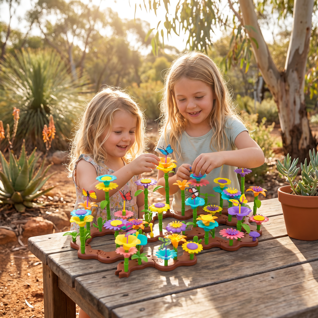 Toddler Flower Pegging Game with Multiple Peg Shapes and Integrated Storage Base All Vera Mart