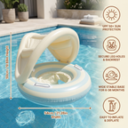 Baby Swim Ring with Integrated Seat and Removable Sun Canopy for 6-36 Months All Vera Mart