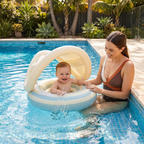 Baby Swim Ring with Integrated Seat and Removable Sun Canopy for 6-36 Months All Vera Mart