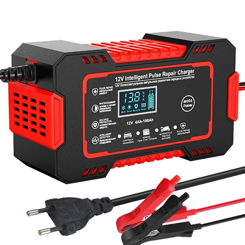 Pulse Repair Car Battery Charger with LCD Display and Multi-Battery Support All Vera Mart