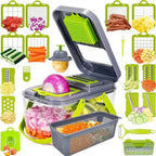 Vegetable Slicer with 18 Interchangeable Blades and Built-In Collection Container All Vera Mart
