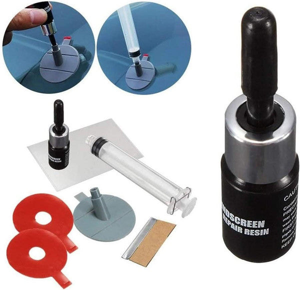 Windscreen Repair Resin Kit with Applicator for Chips and Cracks All Vera Mart