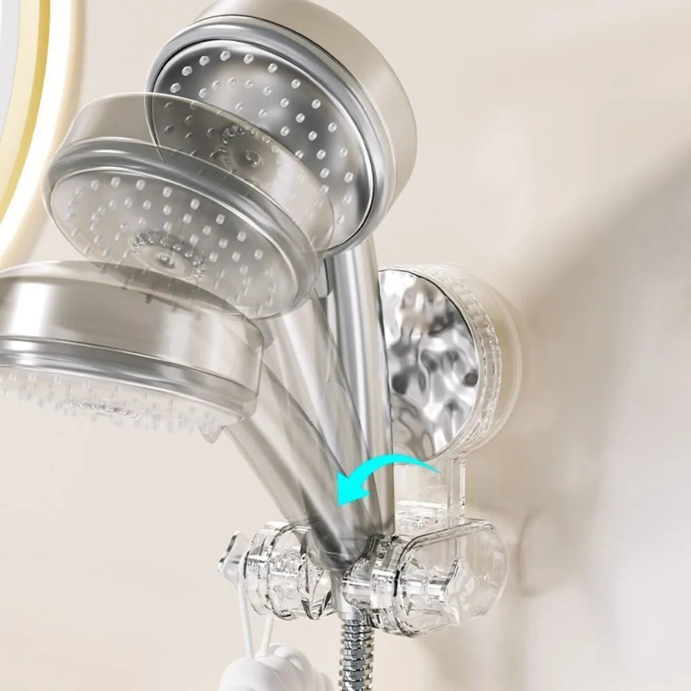 Suction Cup Shower Head Holder with 360-Degree Swivel and Storage Hook All Vera Mart