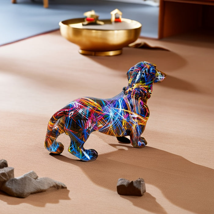 Decorative Dachshund Statue with Colorful Finish for Home Display All Vera Mart