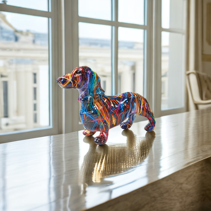Decorative Dachshund Statue with Colorful Finish for Home Display All Vera Mart