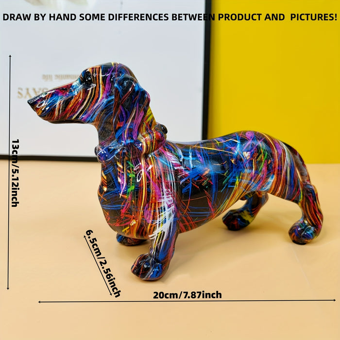 Decorative Dachshund Statue with Colorful Finish for Home Display All Vera Mart