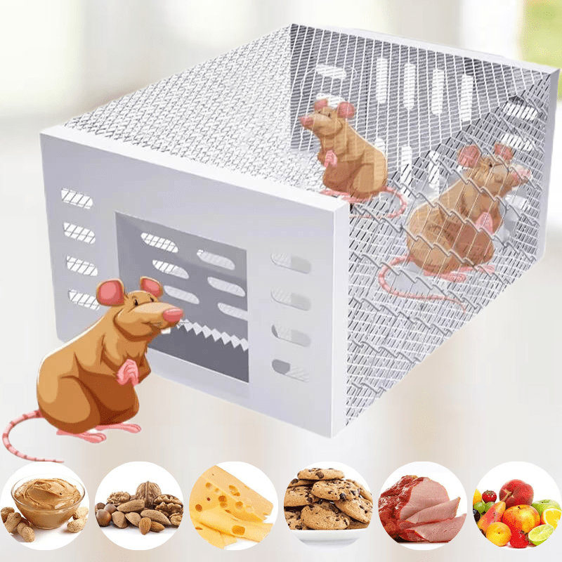 Live Mouse Trap with One-Way Entry and Galvanized Iron Cage, Holds 10-15 Mice All Vera Mart
