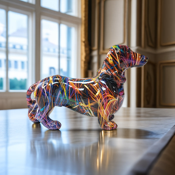 Decorative Dachshund Statue with Colorful Finish for Home Display All Vera Mart