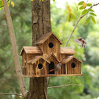 Wooden Birdhouse with Six Nesting Entrances and Hanging Hook All Vera Mart
