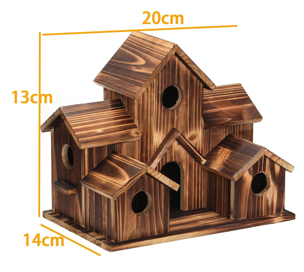 Wooden Birdhouse with Six Nesting Entrances and Hanging Hook All Vera Mart