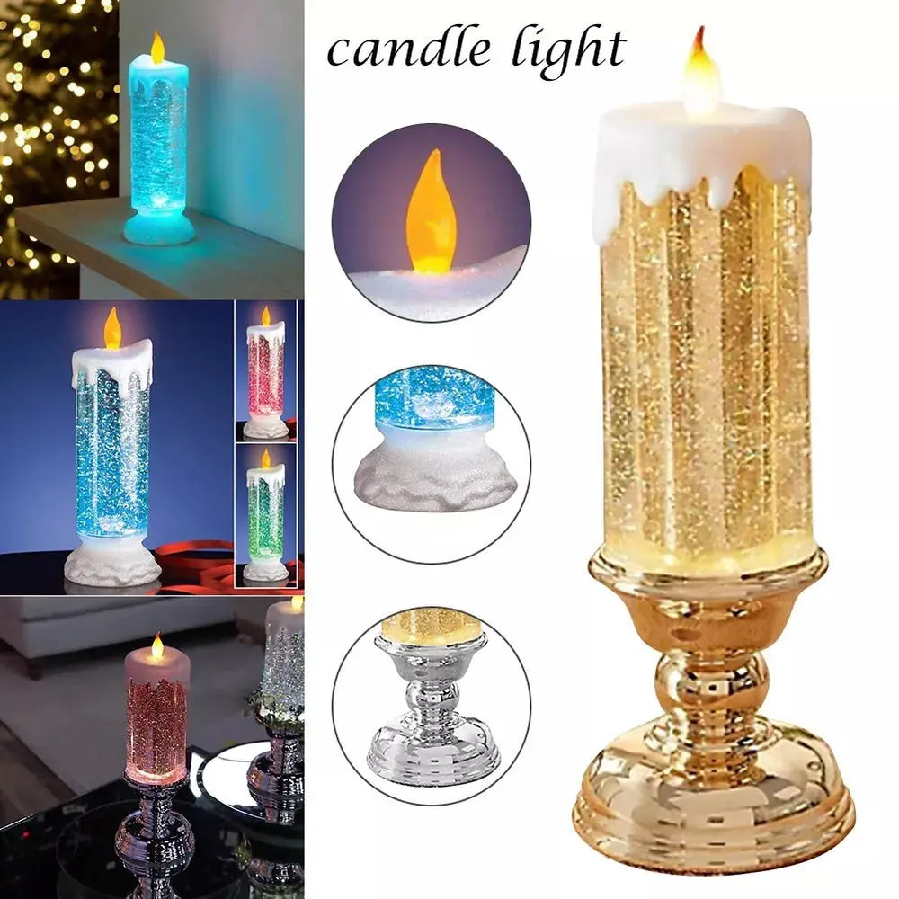 Color Changing LED Candle with Spinning Glitter and USB or Battery Power, Polymer 10.2in All Vera Mart