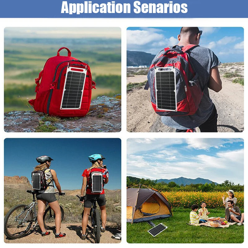 Portable Solar Panel Charger with Monocrystalline Cells and Hanging Hooks, 6W Output All Vera Mart