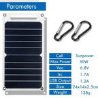Portable Solar Panel Charger with Monocrystalline Cells and Hanging Hooks, 6W Output All Vera Mart