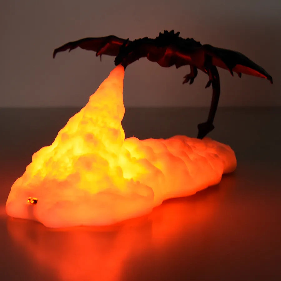 Dragon Flame Effect Night Light with Flickering Fire and USB Charging All Vera Mart