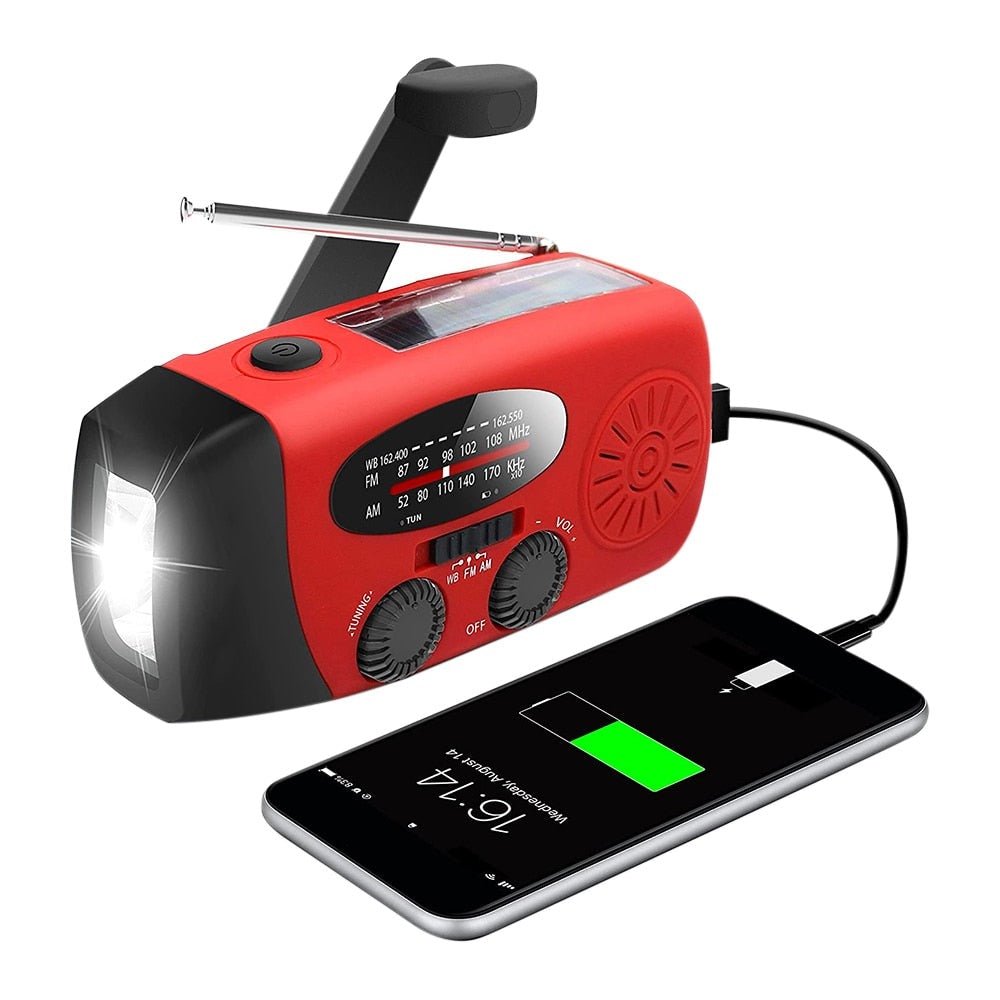 Emergency Hand Crank Radio with Solar Panel and LED Flashlight, SOS Siren All Vera Mart