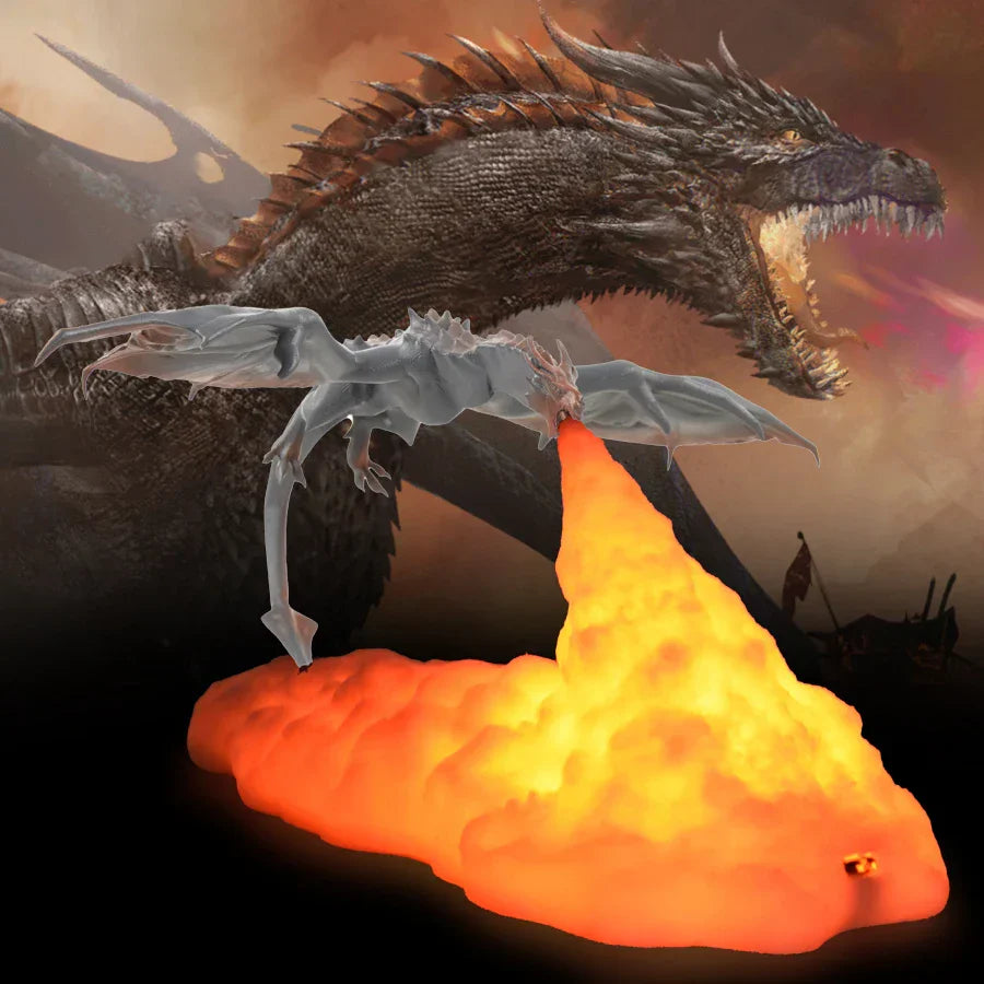 Dragon Flame Effect Night Light with Flickering Fire and USB Charging All Vera Mart