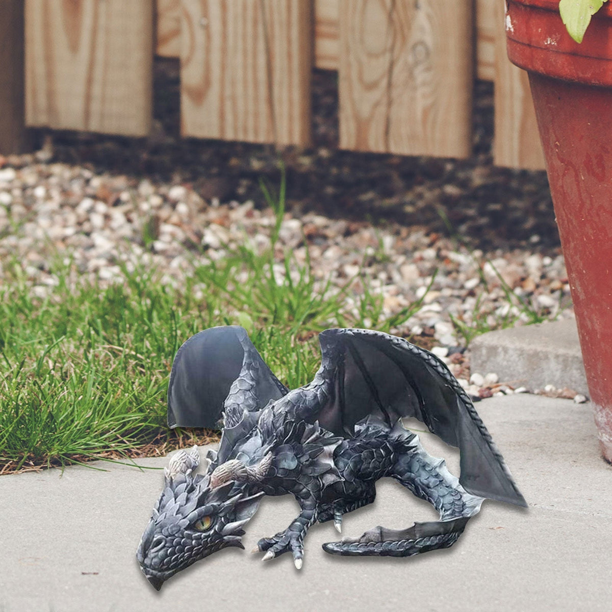 Gothic Dragon Garden Statue with Detailed Scale Texture and Weather Resistant Resin All Vera Mart