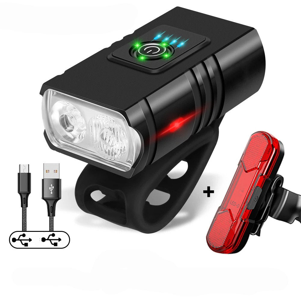 Bicycle Light Set with 1000 Lumen Front Beam and Rear Alert Light All Vera Mart