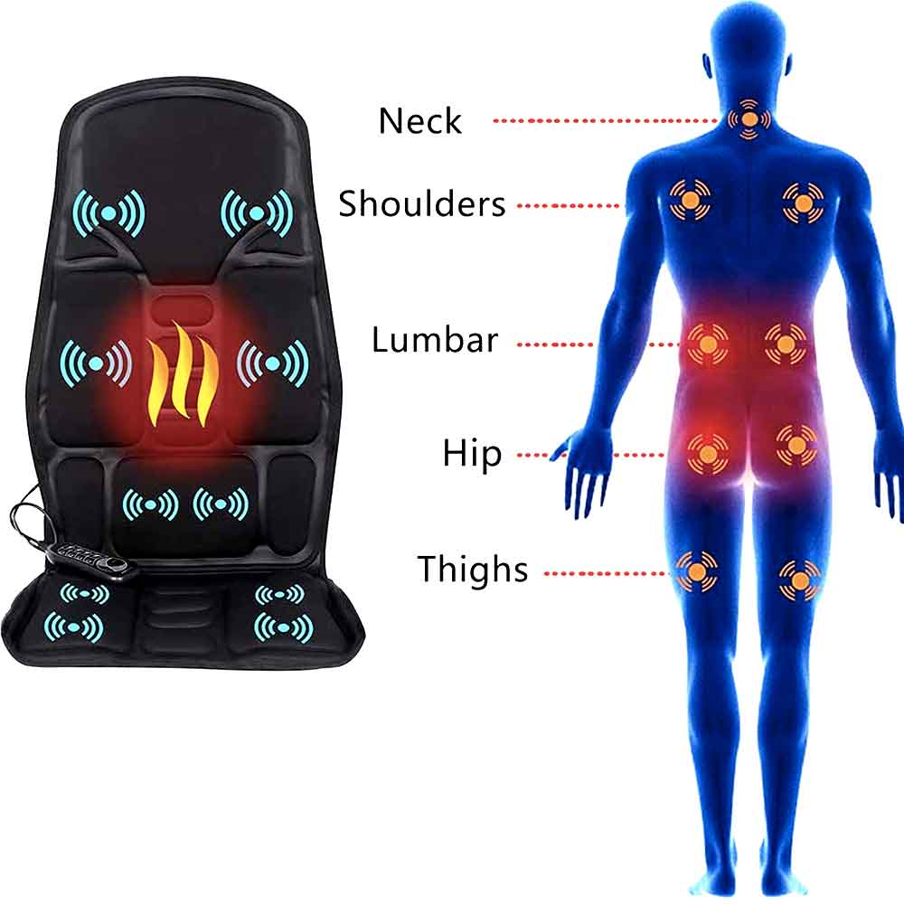 Massage Chair Pad with Eight Nodes and Heat Therapy, Neck and Back Coverage All Vera Mart
