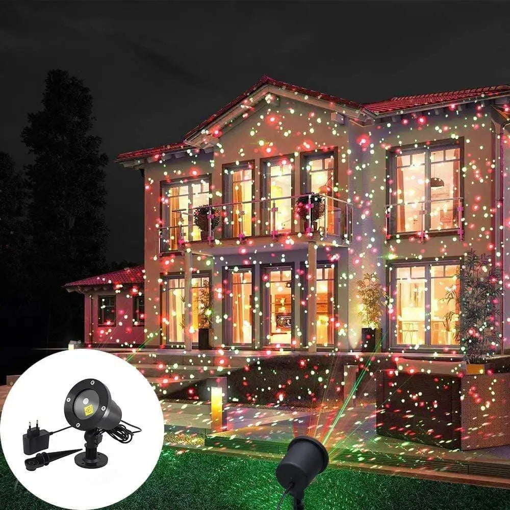 Laser Light Projector with Dual Red/Green LEDs and Remote Timer for Outdoor Use All Vera Mart
